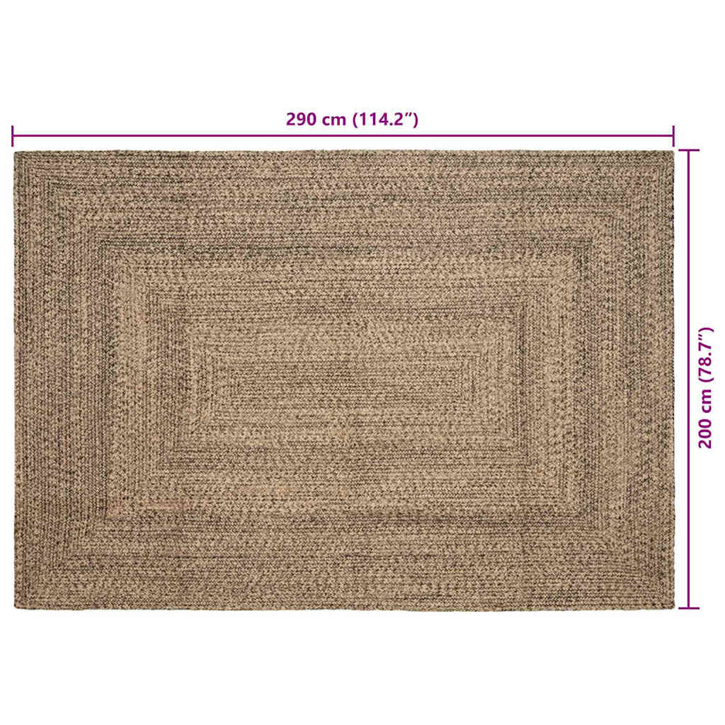 Tepisi za područja Prirodna i crna 200 x 290 cm Juta