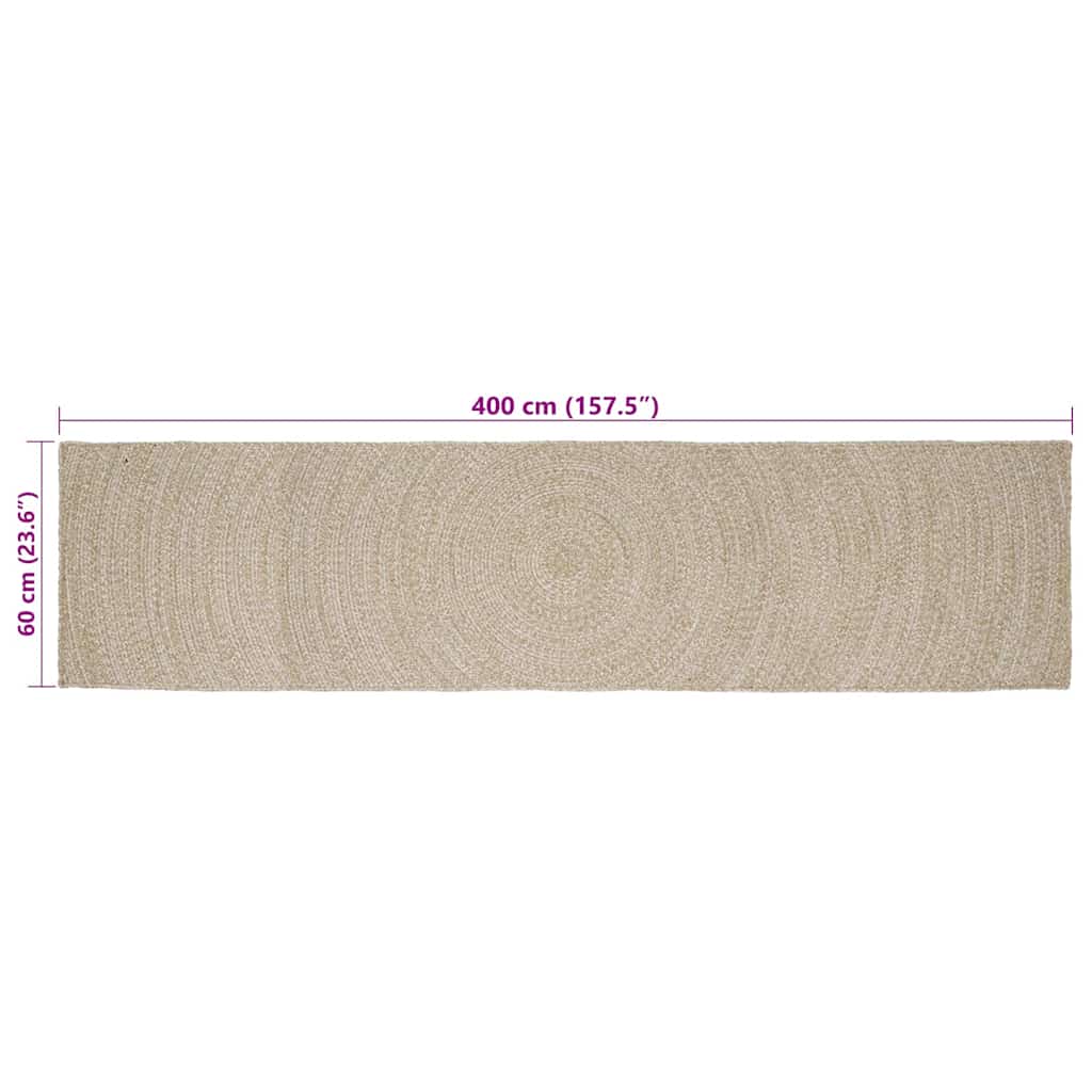 Tepisi za područja Prirodna i bijela 60 x 400 cm Juta