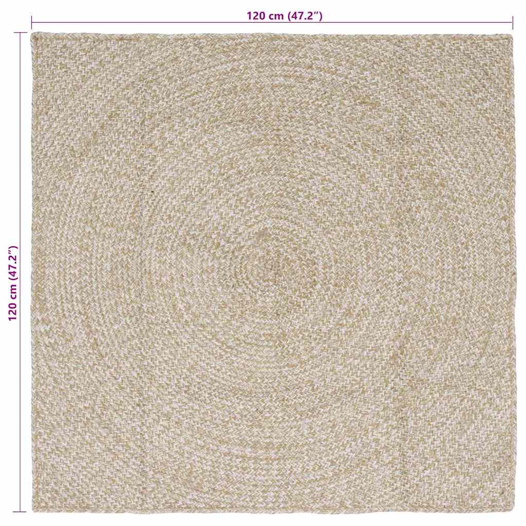 Tepisi za područja Prirodna i bijela 120 x 120 cm Juta