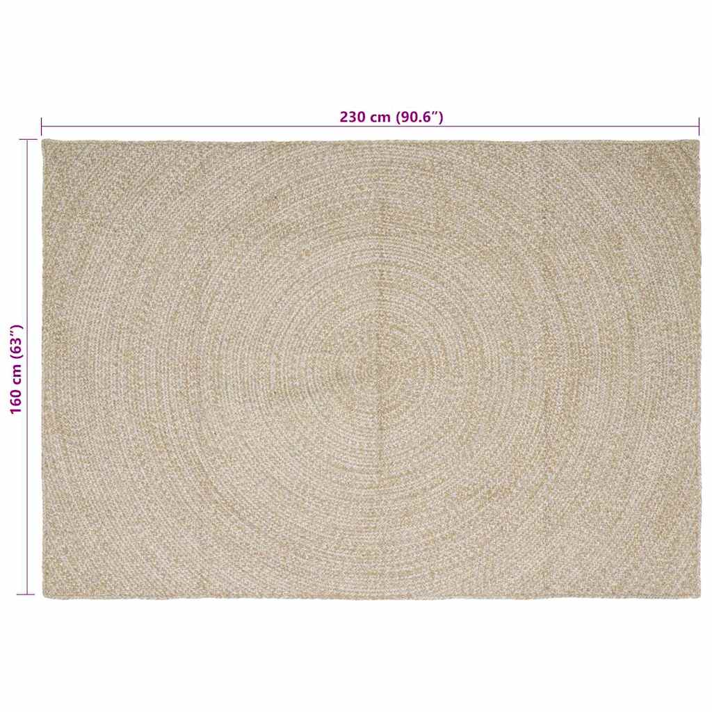 Tepisi za područja Prirodna i bijela 160 x 230 cm Juta