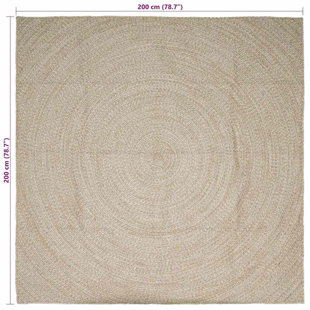 Tepisi za područja Prirodna i bijela 200 x 200 cm Juta