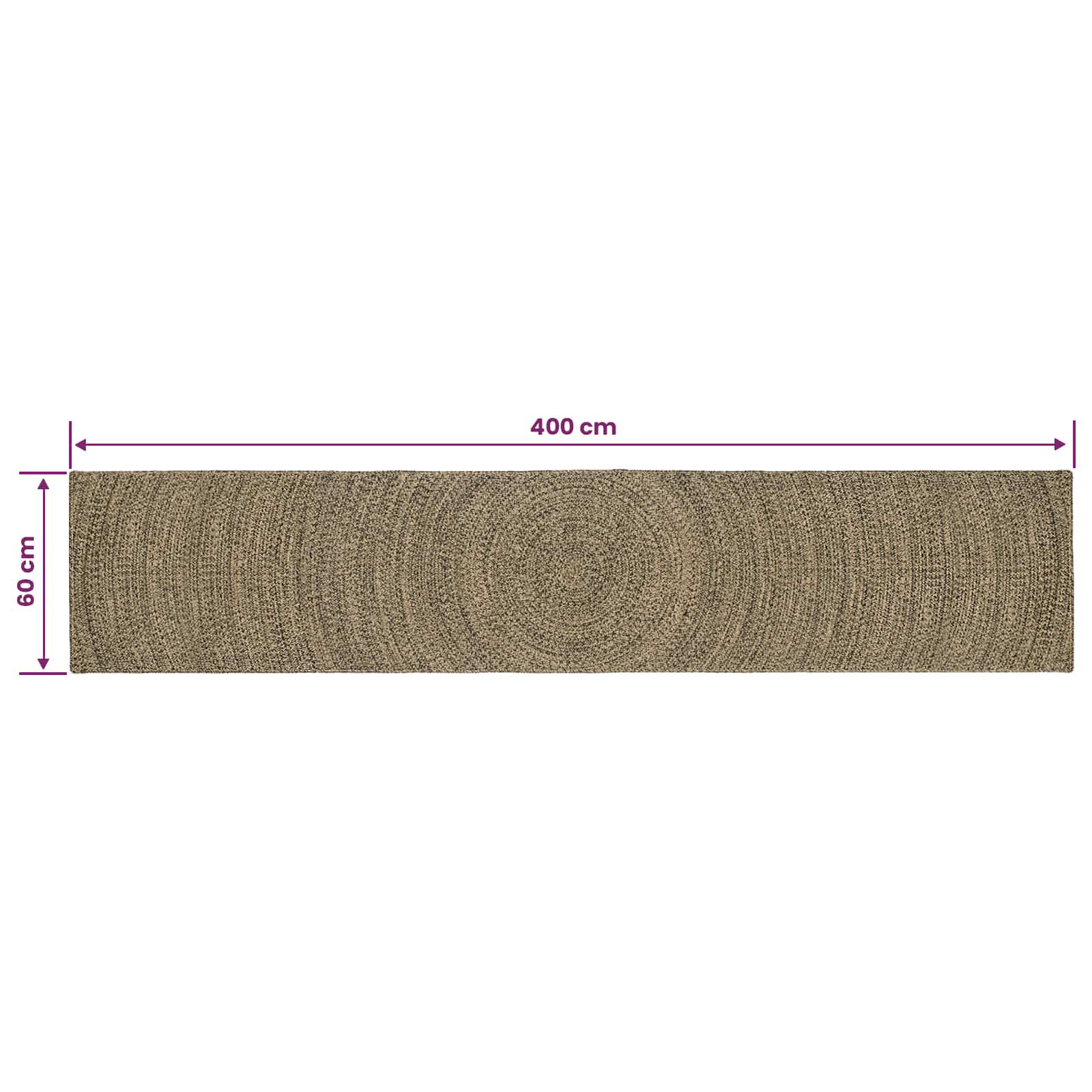 Tepisi za područja Prirodna i crna 60 x 400 cm Juta