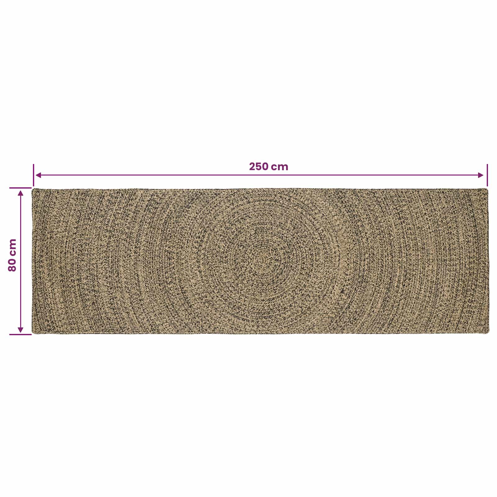 Tepisi za područja Prirodna i crna 80 x 250 cm Juta