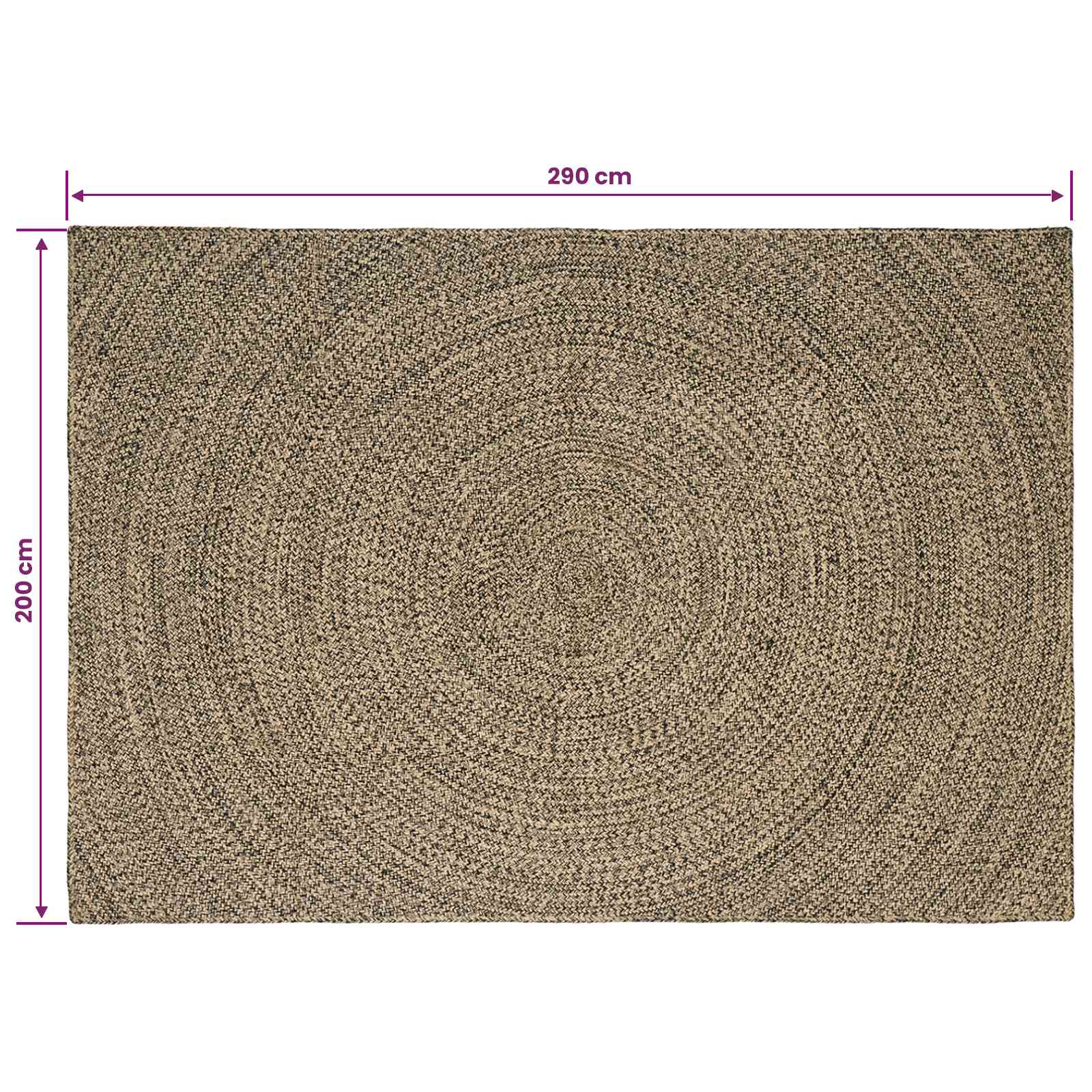 Tepisi za područja Prirodna i crna 200 x 290 cm Juta