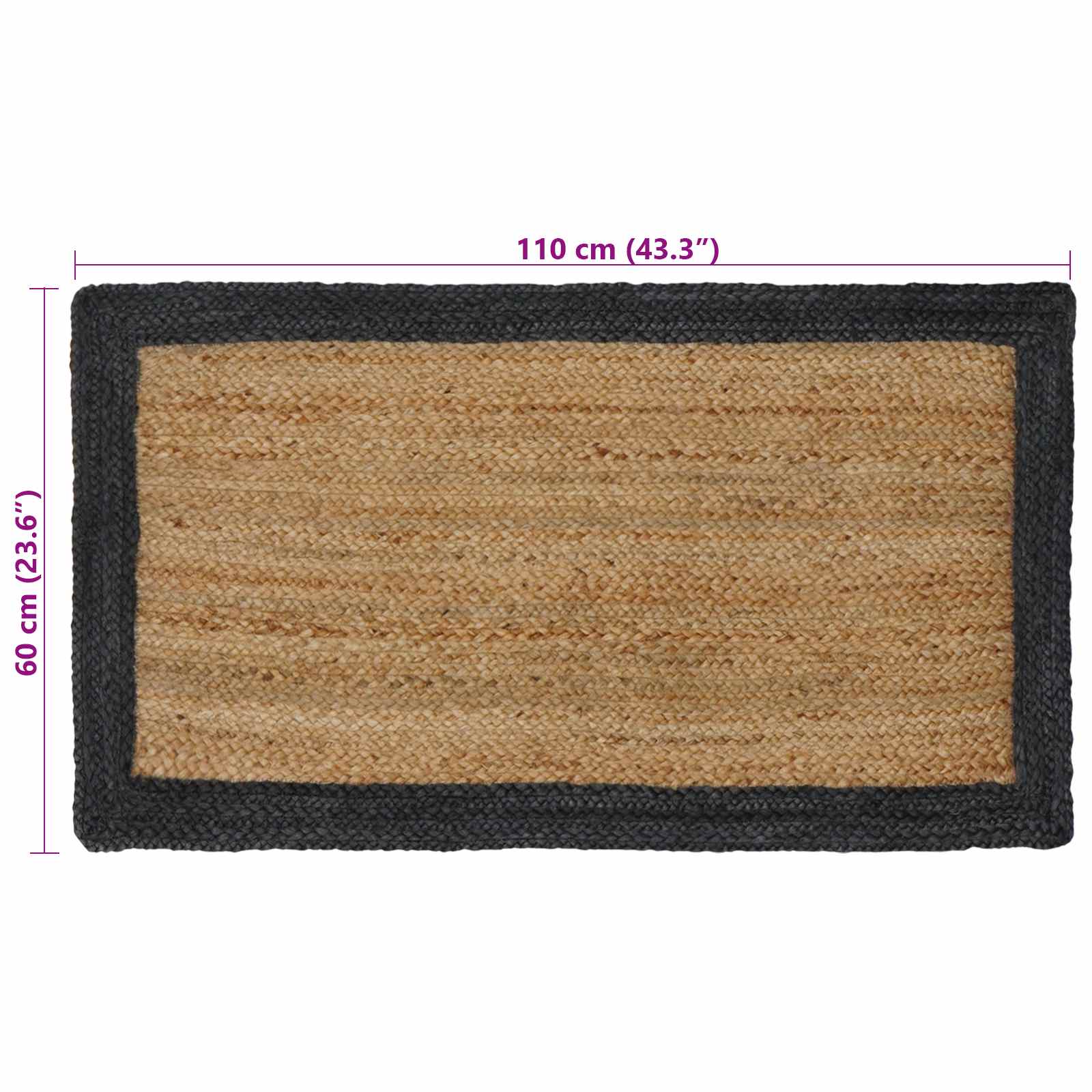 Tepisi za područja Tamnosiva 60 x 110 cm Juta