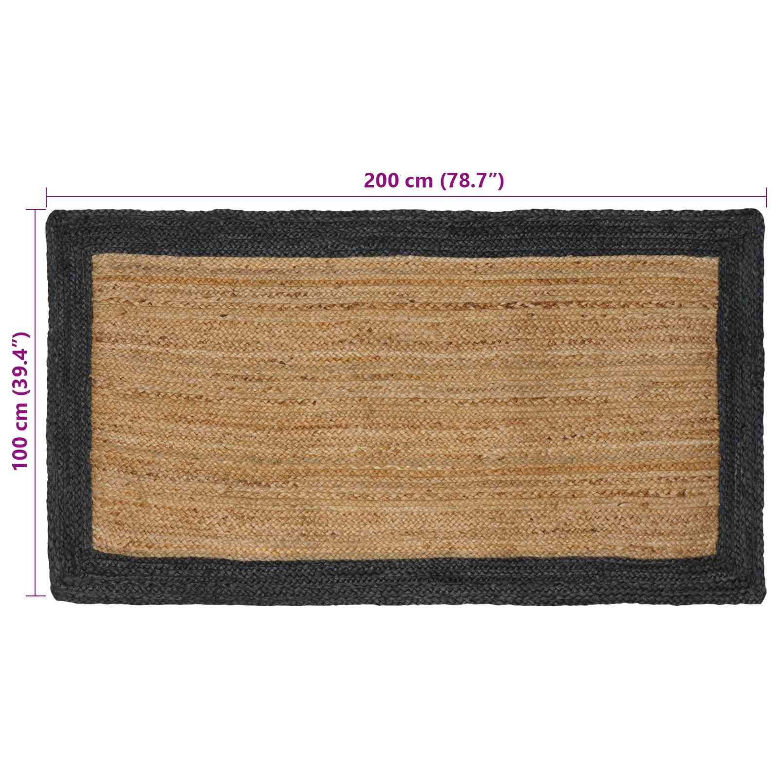 Tepisi za područja Tamnosiva 100 x 200 cm Juta