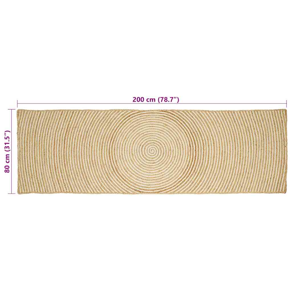 Tepisi za područja Bijela 80 x 200 cm Juta