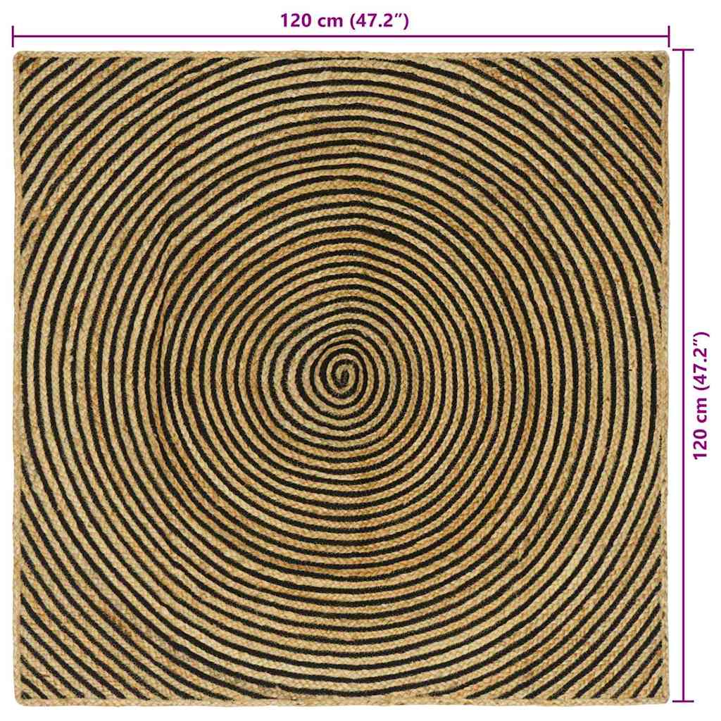Tepisi za područja Crna 120 x 120 cm Juta