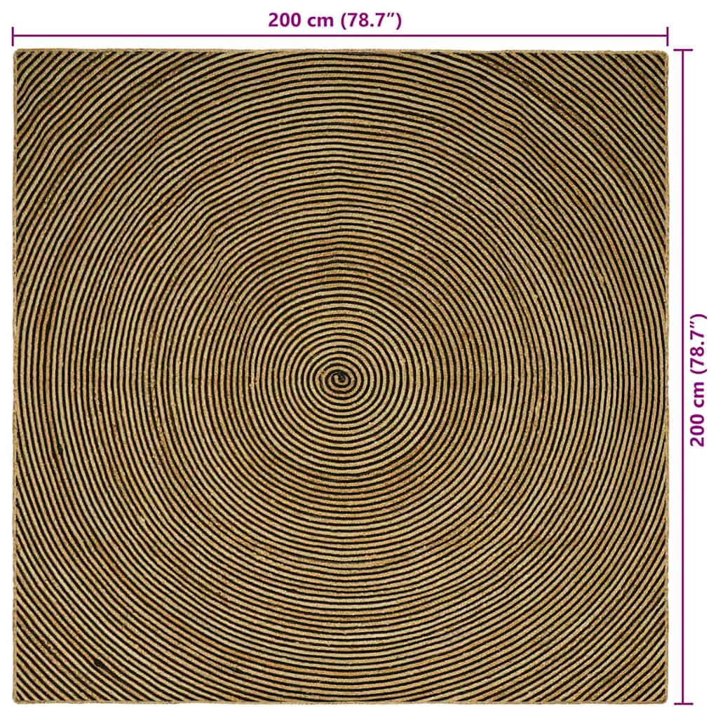 Tepisi za područja Crna 200 x 200 cm Juta