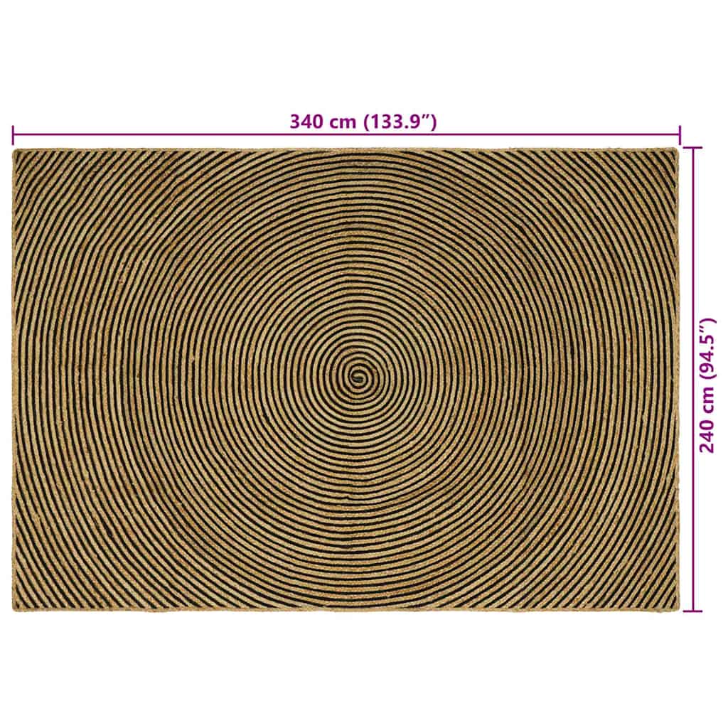 Tepisi za područja Crna 240 x 340 cm Juta
