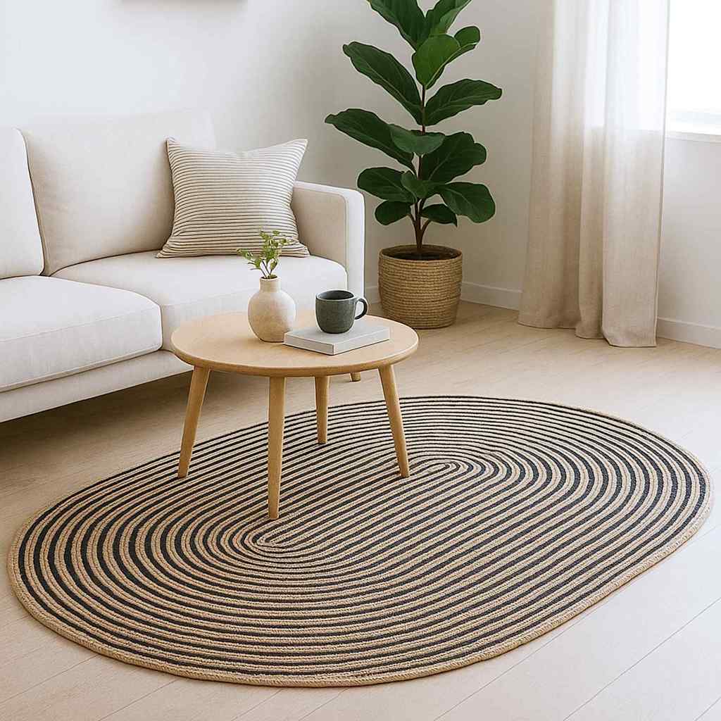 Tepisi za područja Prirodna i crna 100 x 152 cm Juta