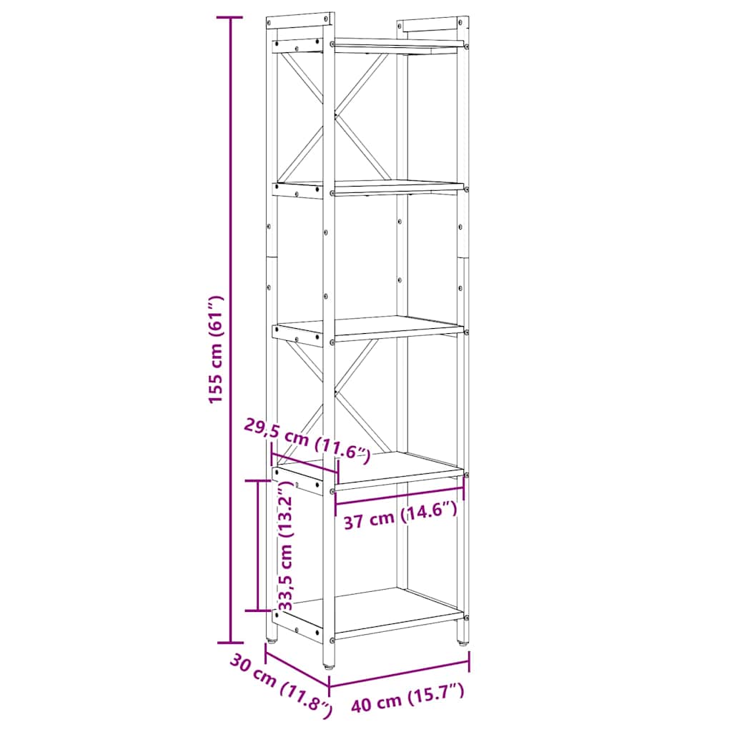 Polica Sivi hrast sonoma 40 x 30 x 155 cm Konstruirano drvo