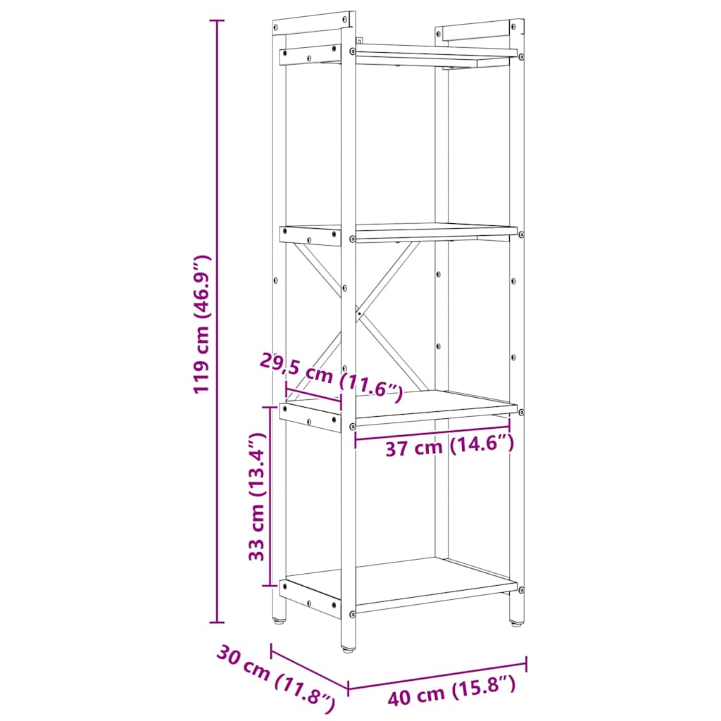 Polica Umjetnički hrast 40 x 30 x 119 cm Konstruirano drvo