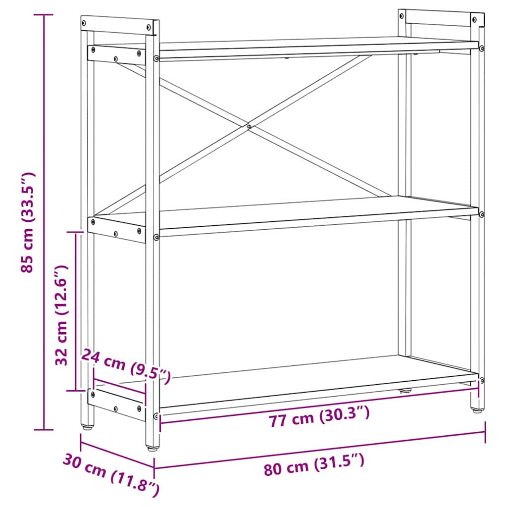 Polica Dimljeni hrast 80 x 30 x 85 cm Konstruirano drvo