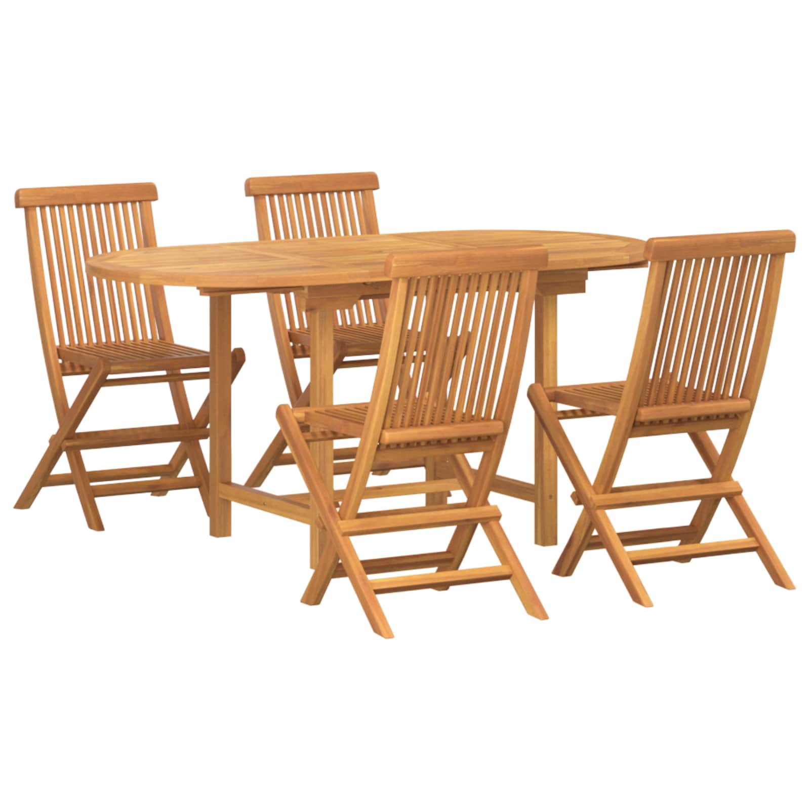 Vrtni set za objed 5 pcs Smeđa Čvrsto teak drvo