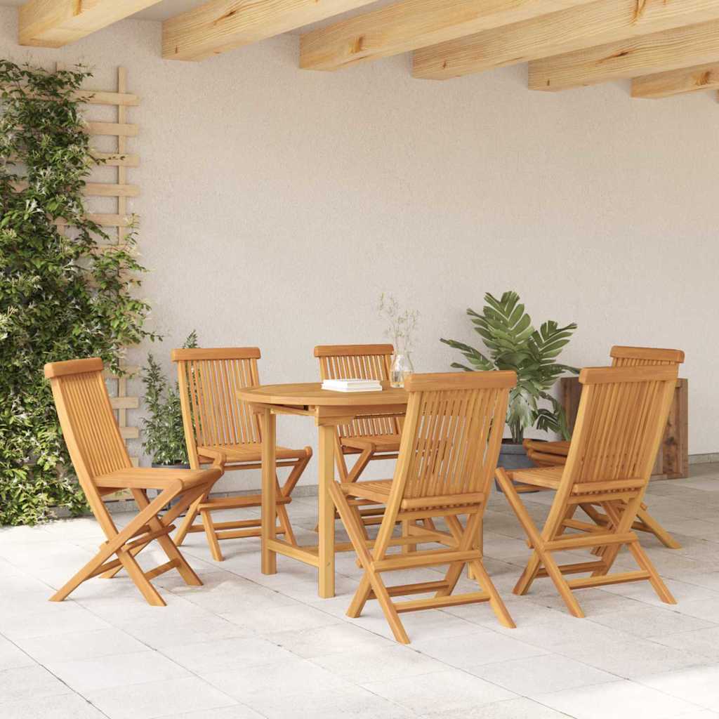 Vrtni set za objed 7 pcs Smeđa Čvrsto teak drvo