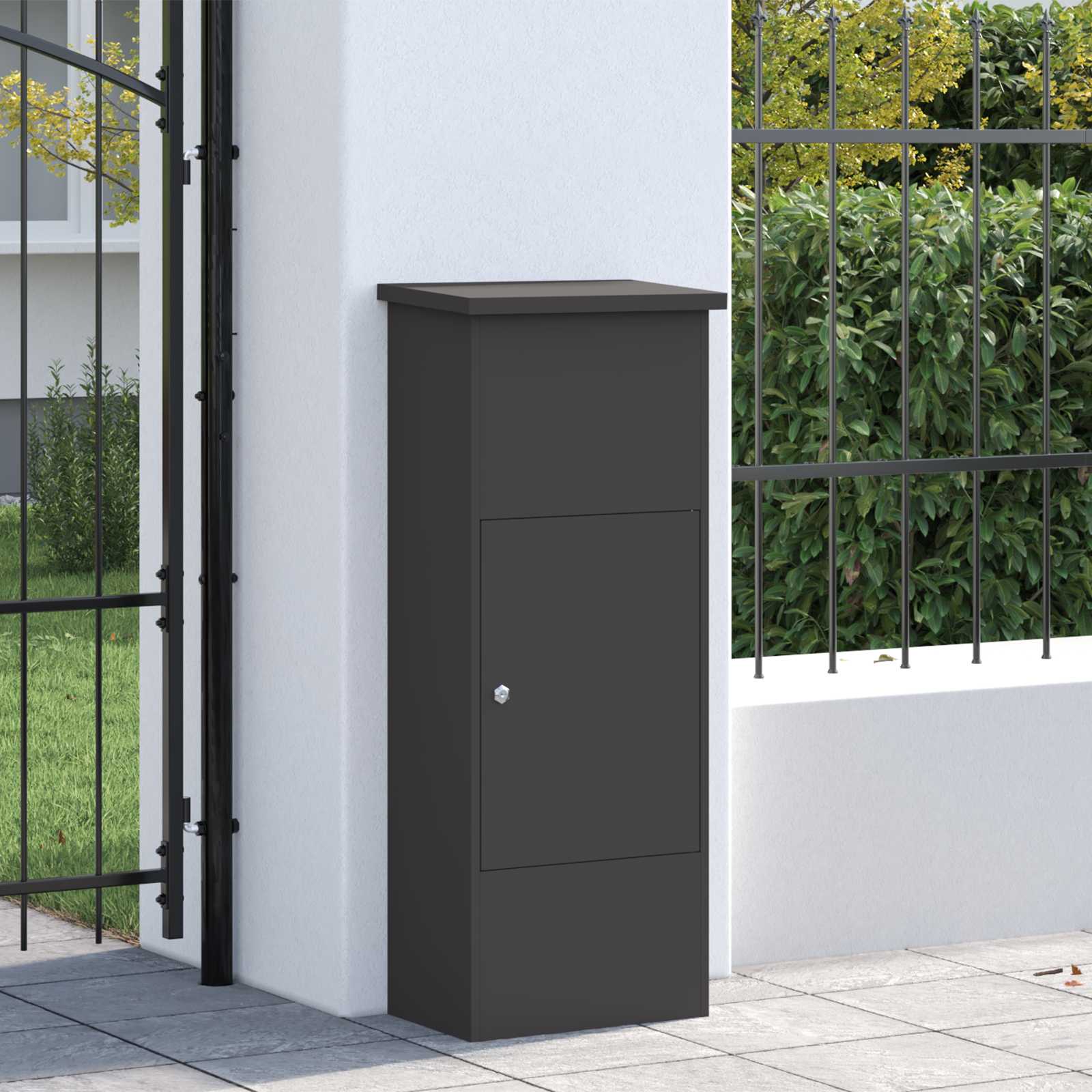 Sandučić za pakete s pohranom Crna 44,5 x 29 x 110,5 cm Čelik