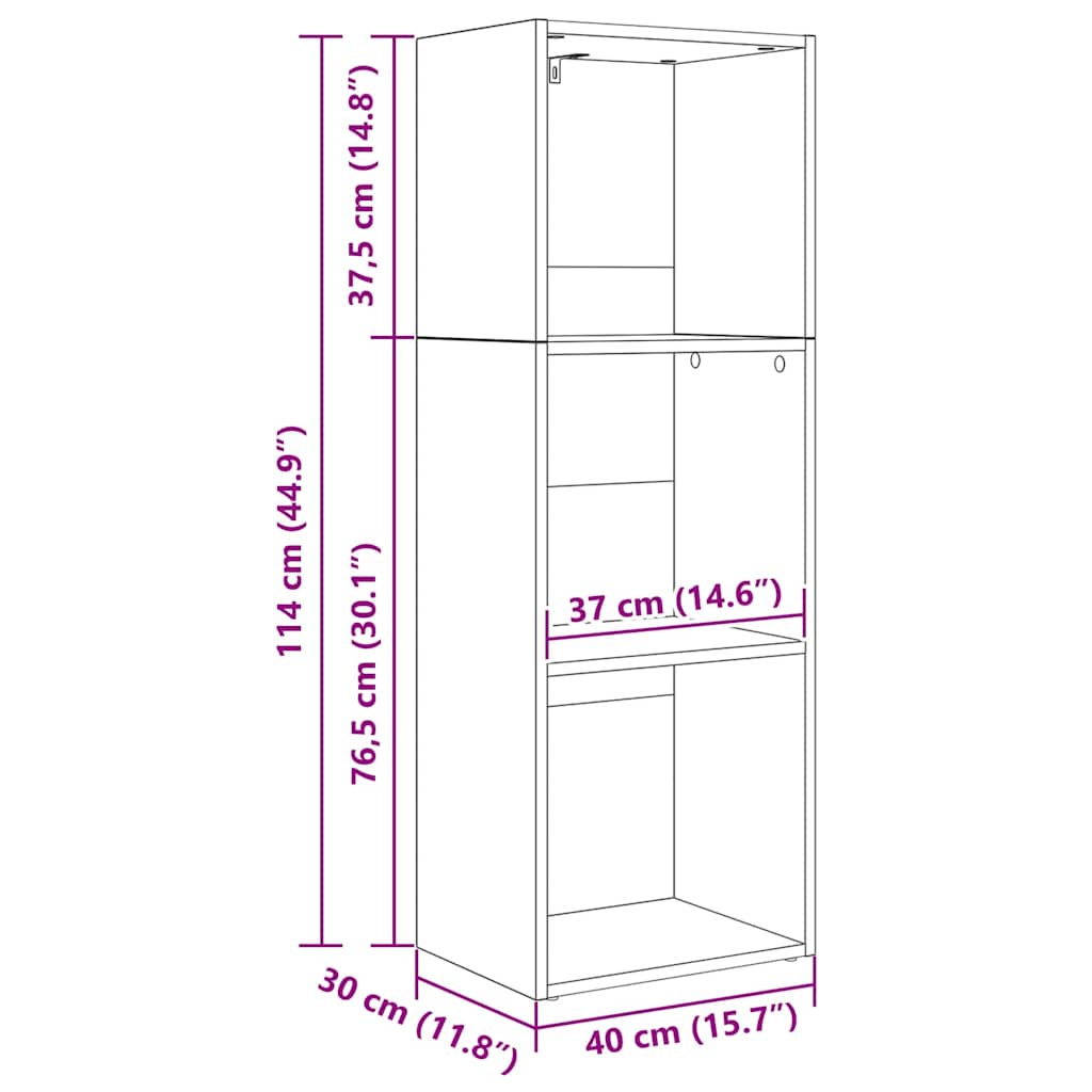 Polica Crni hrast 40 x 30 x 114 cm Konstruirano drvo