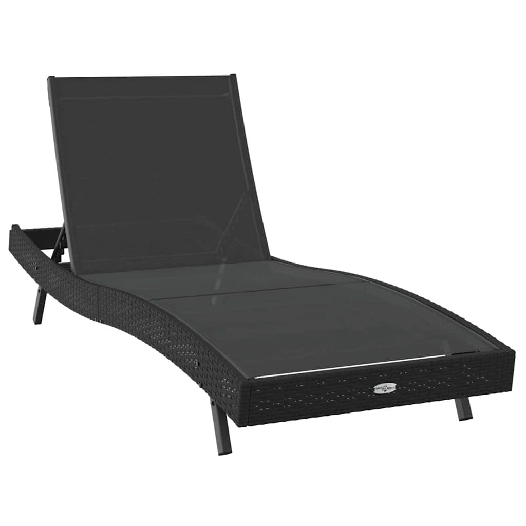 Ležaljka 3 pcs Crna 197 x 70 x 82 cm poliratan
