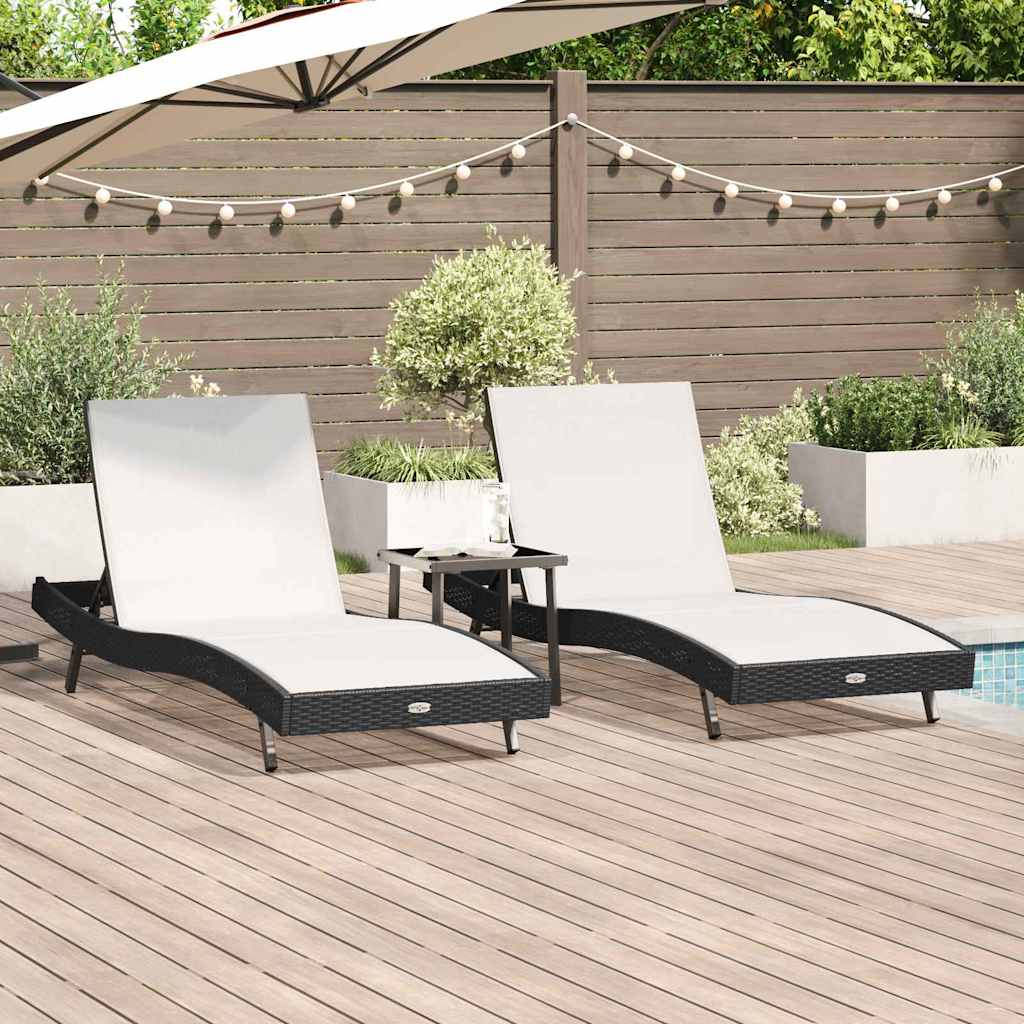 Ležaljka 3 pcs Crna i bijela 197 x 70 x 82 cm poliratan