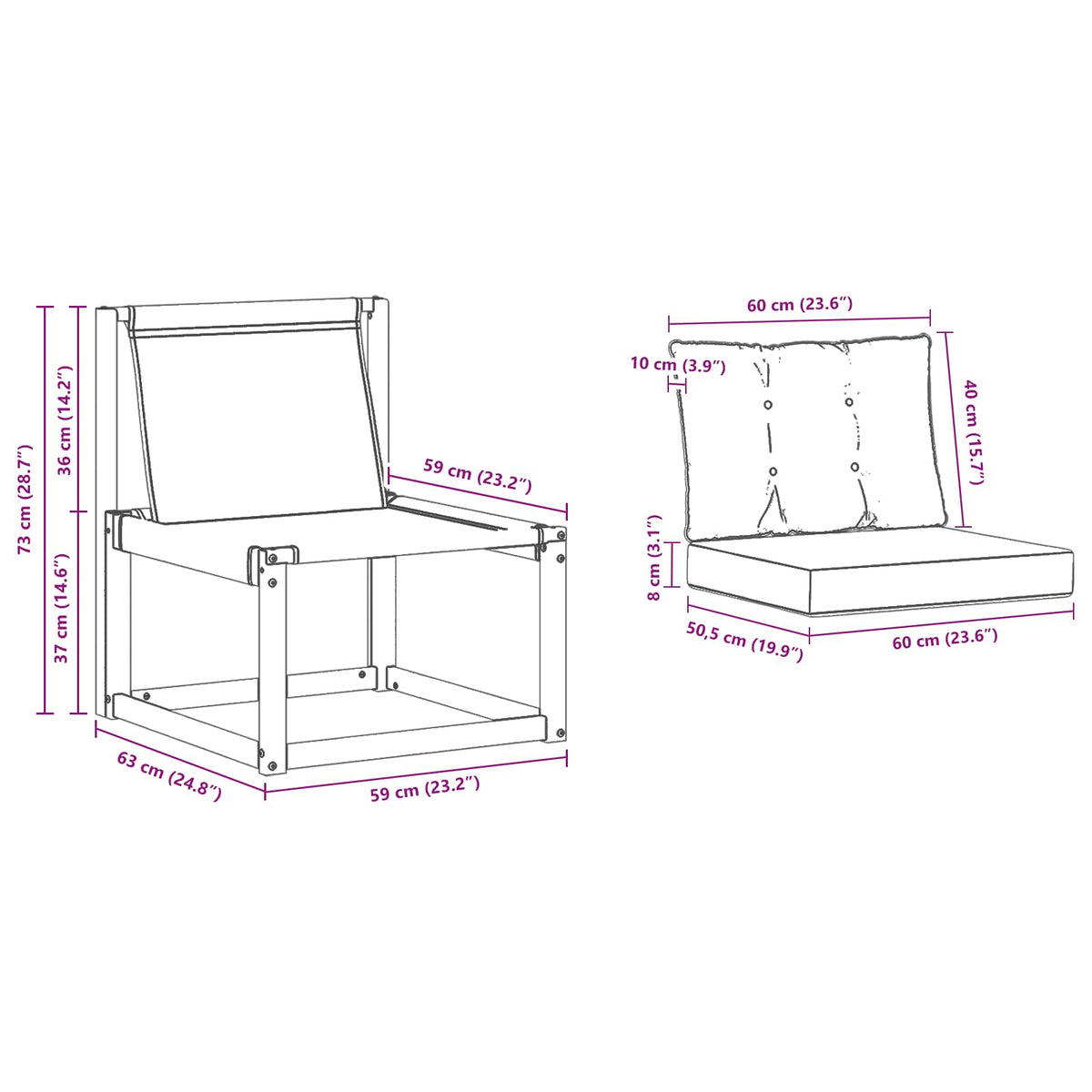 Set vanjskih sofa 3 kom. Prirodna i krem