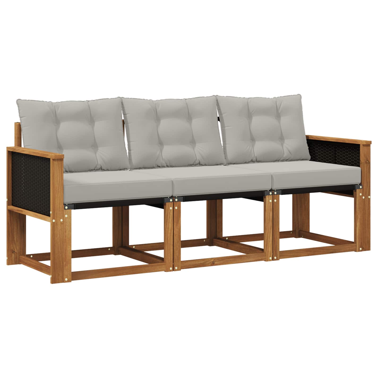 Set vanjskih sofa s jastukom 3 pcs Prirodna i svjetlosiva