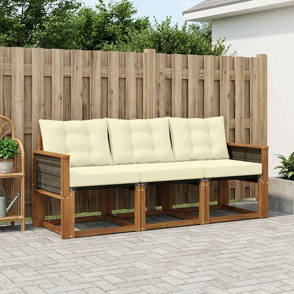 Set vanjskih sofa 3 kom. Prirodna i krem