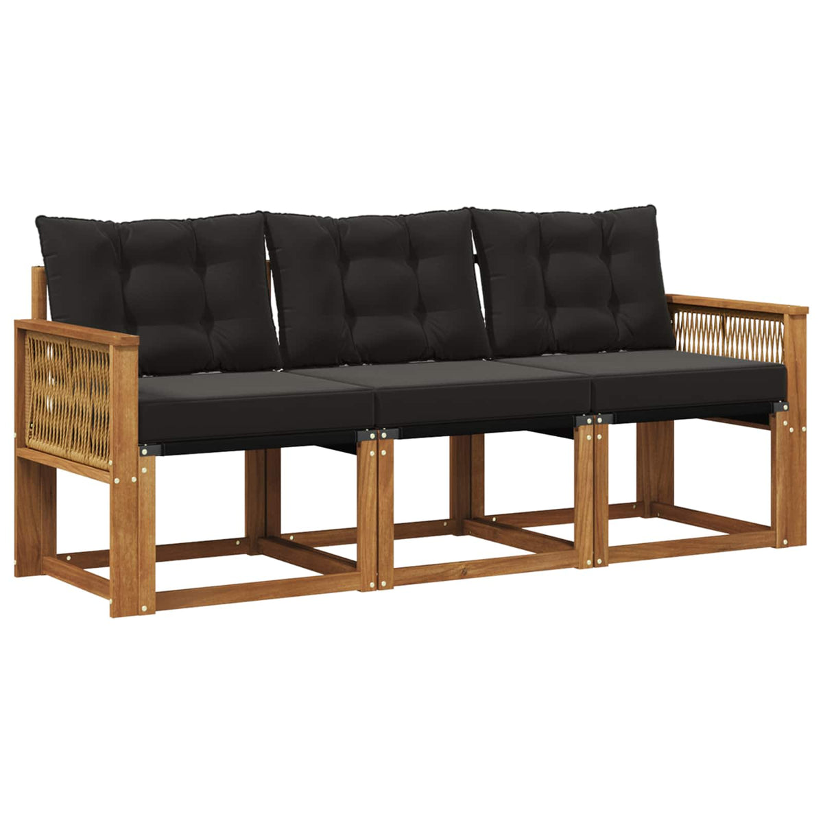 Set vanjskih sofa 3 kom. Prirodna i crna