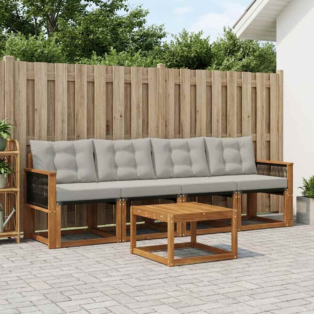 Set vanjskih sofa s jastukom 5 pcs Prirodna i svjetlosiva