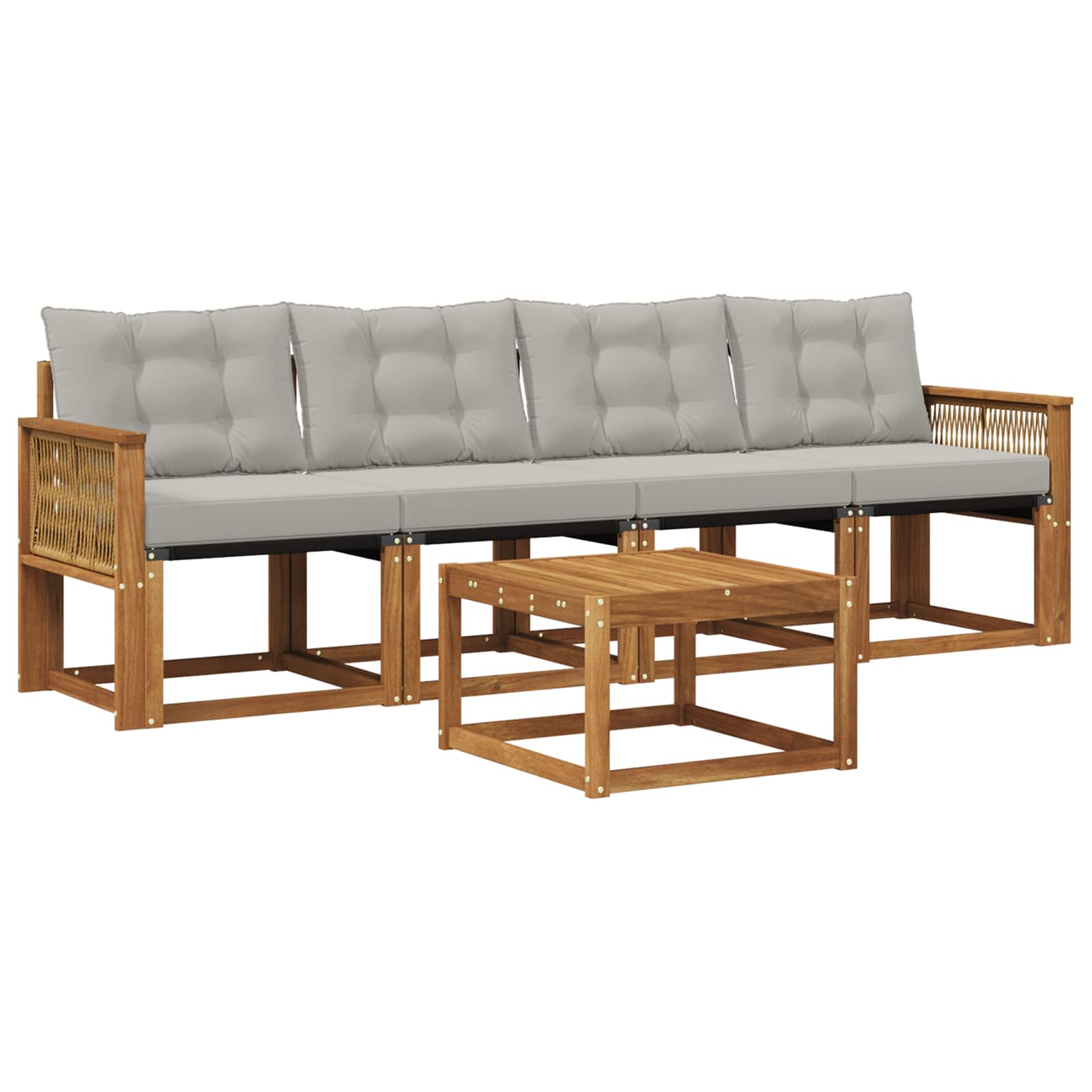 Set vanjskih sofa s jastukom 5 pcs Prirodna i svjetlosiva