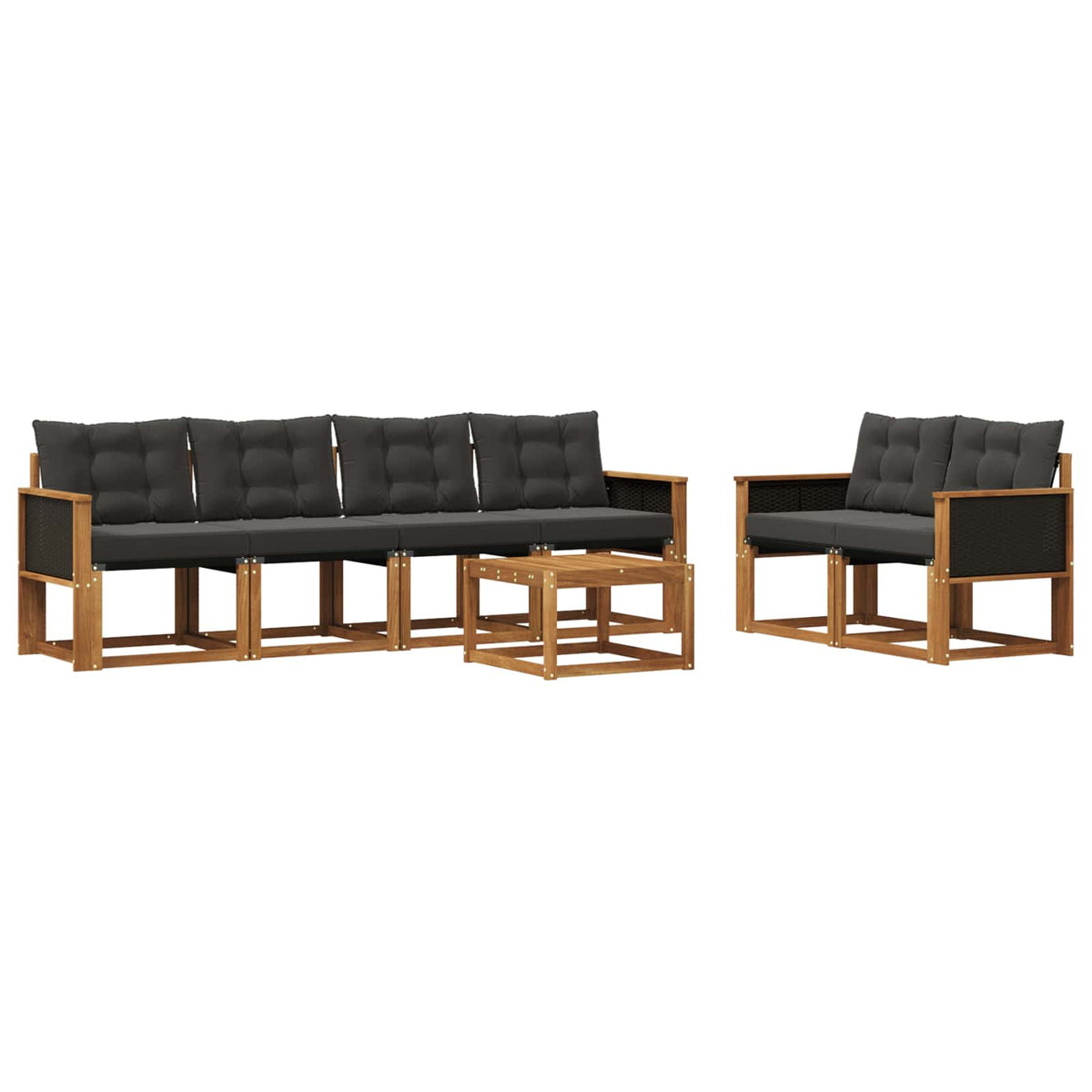 Set vanjskih sofa 7 kom. Prirodna i crna