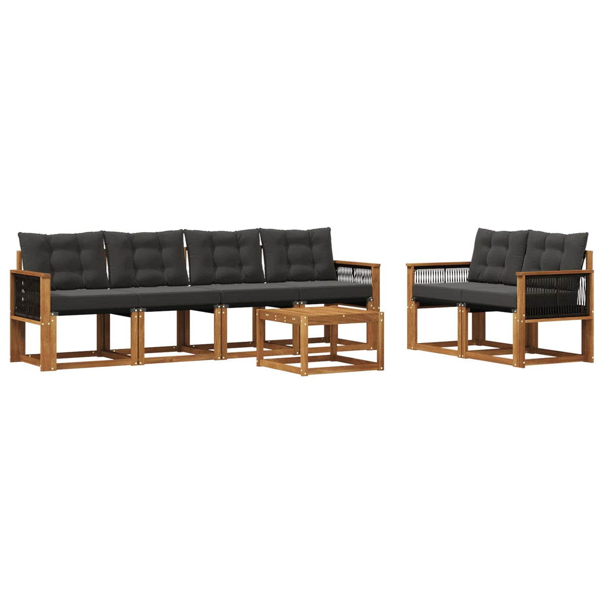 Set vanjskih sofa 7 kom. Prirodna i crna