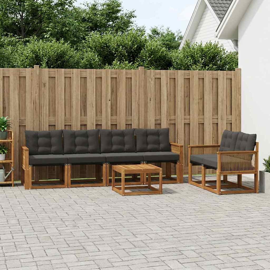 Set vanjskih sofa 7 kom. Prirodna i crna