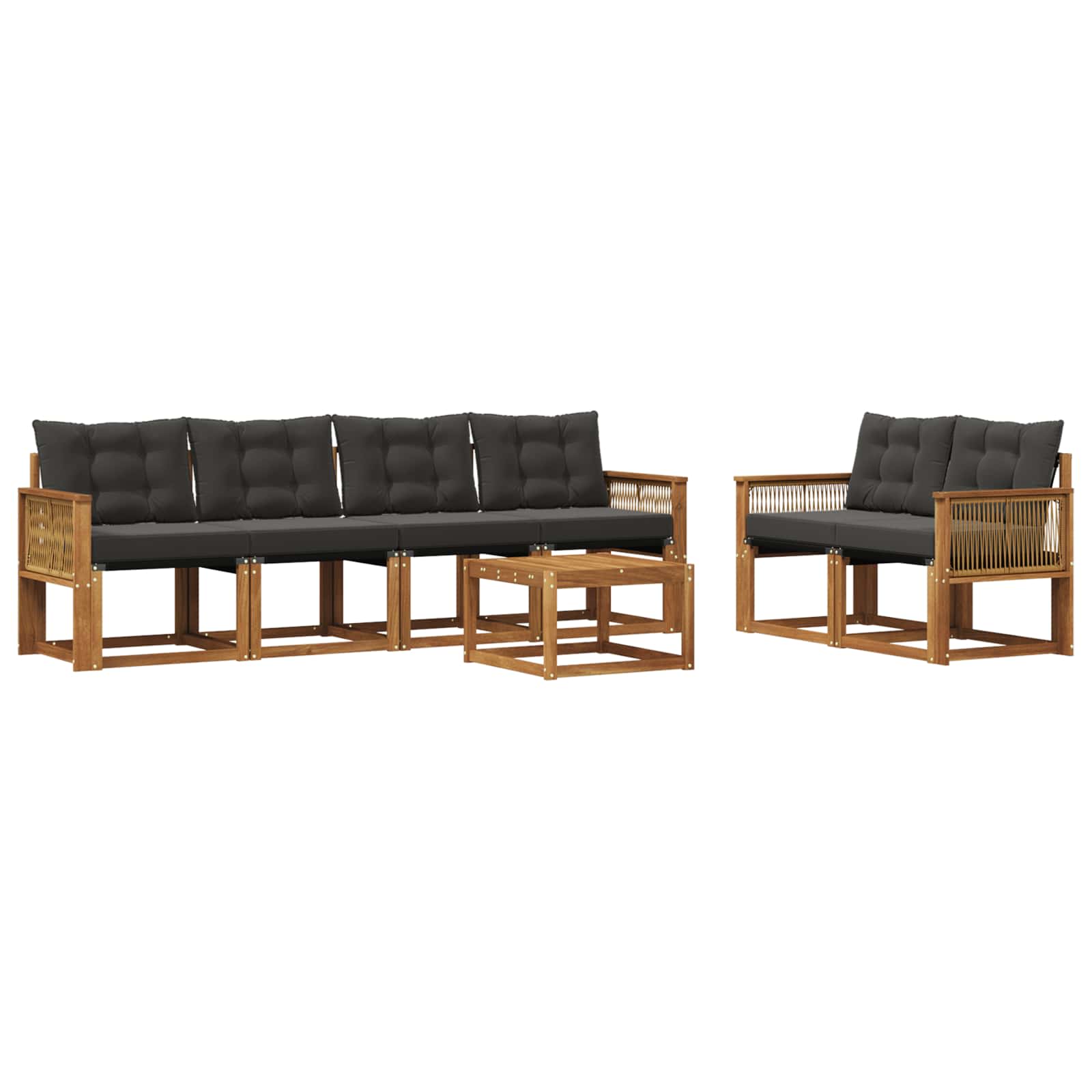 Set vanjskih sofa 7 kom. Prirodna i crna