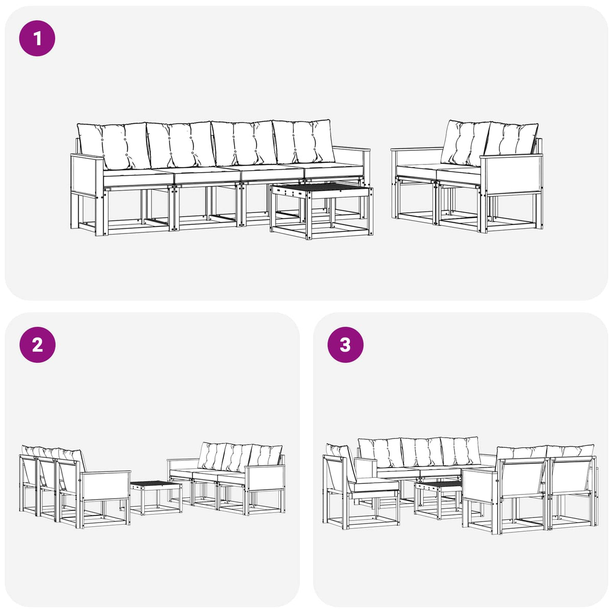 Set vanjskih sofa 7 kom. Prirodna i bež
