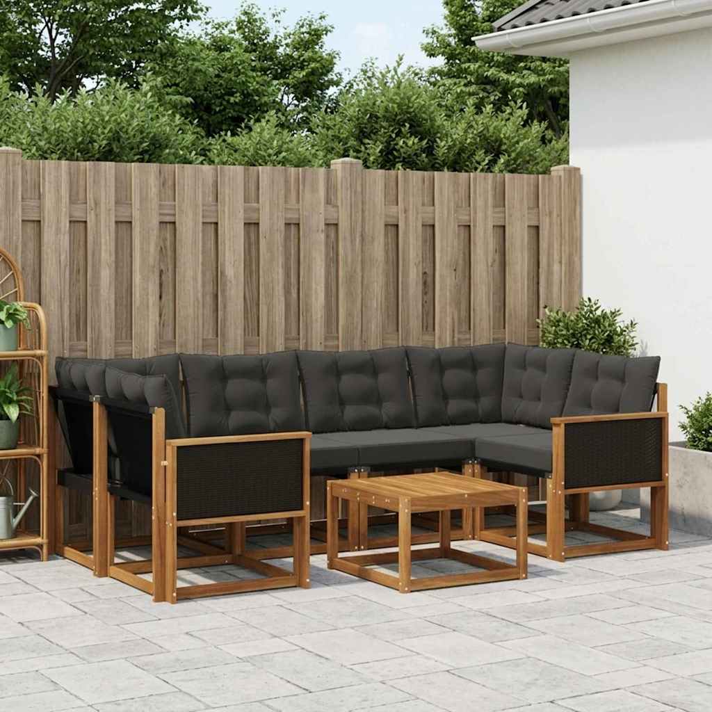 Set vanjskih sofa 7 kom. Prirodna i crna