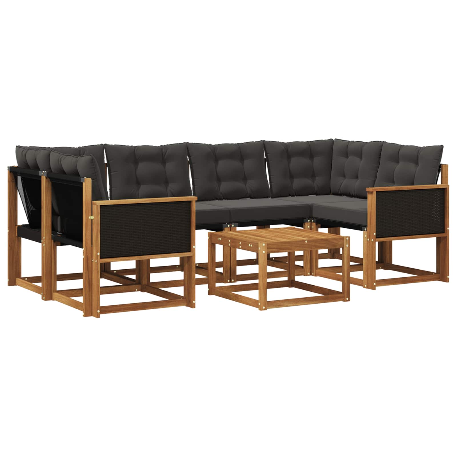 Set vanjskih sofa 7 kom. Prirodna i crna