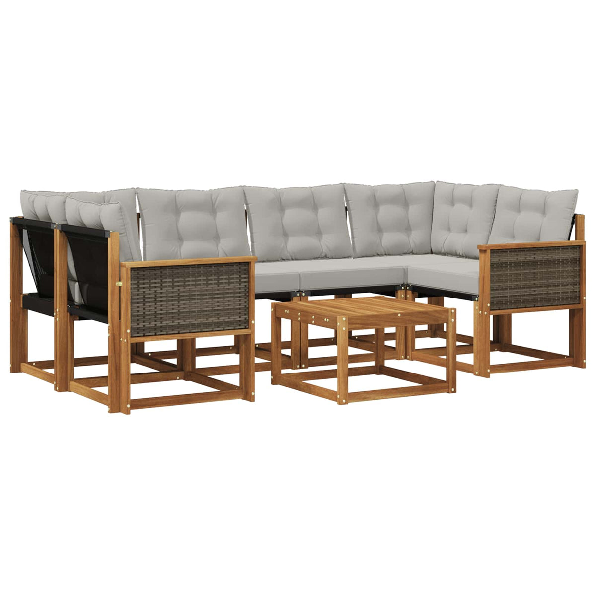 Set vanjskih sofa 7 kom. Prirodna i svjetlosiva