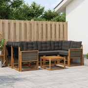 Set vanjskih sofa 7 kom. Prirodna i crna