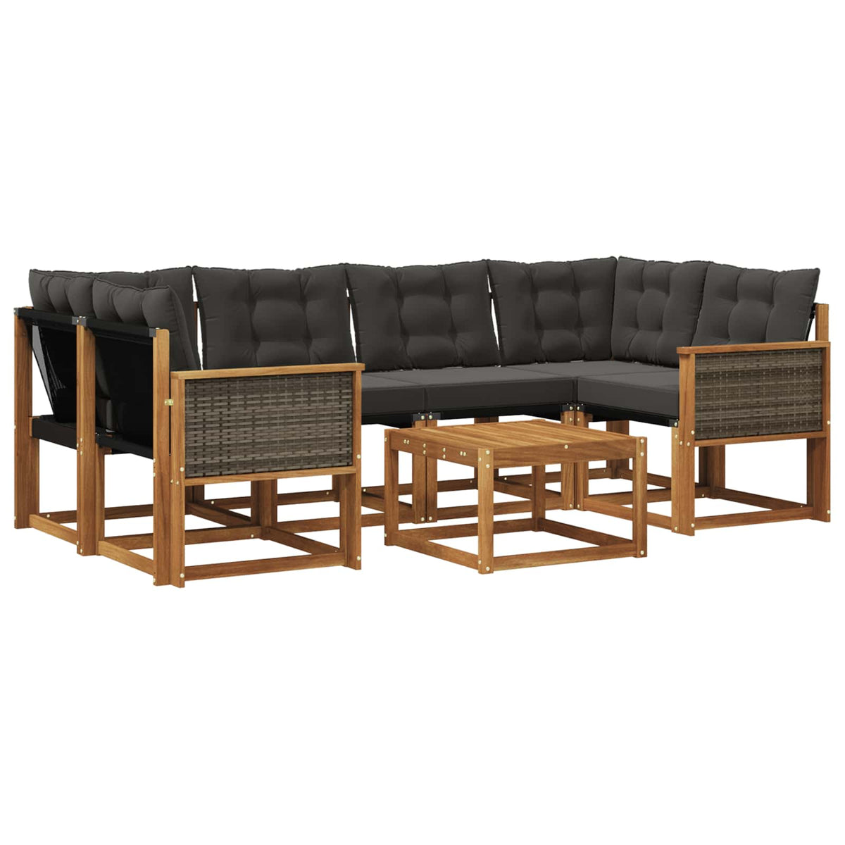 Set vanjskih sofa 7 kom. Prirodna i crna
