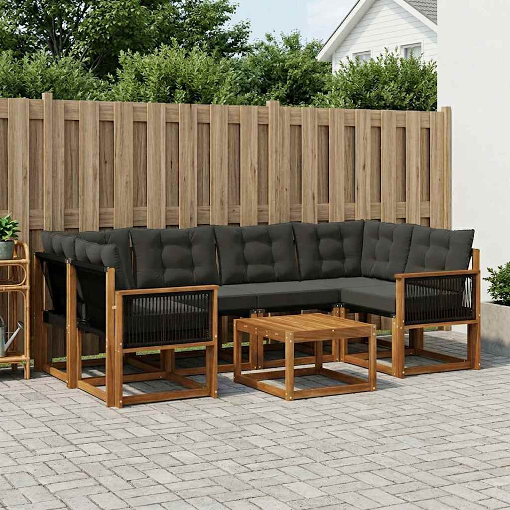 Set vanjskih sofa 7 kom. Prirodna i crna