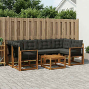 Set vanjskih sofa 7 kom. Prirodna i crna