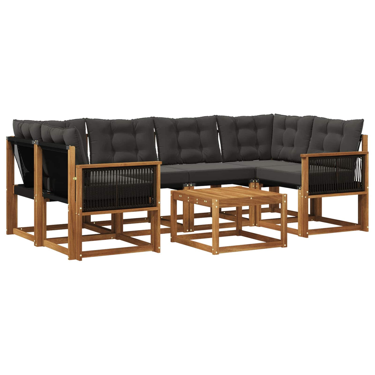Set vanjskih sofa 7 kom. Prirodna i crna