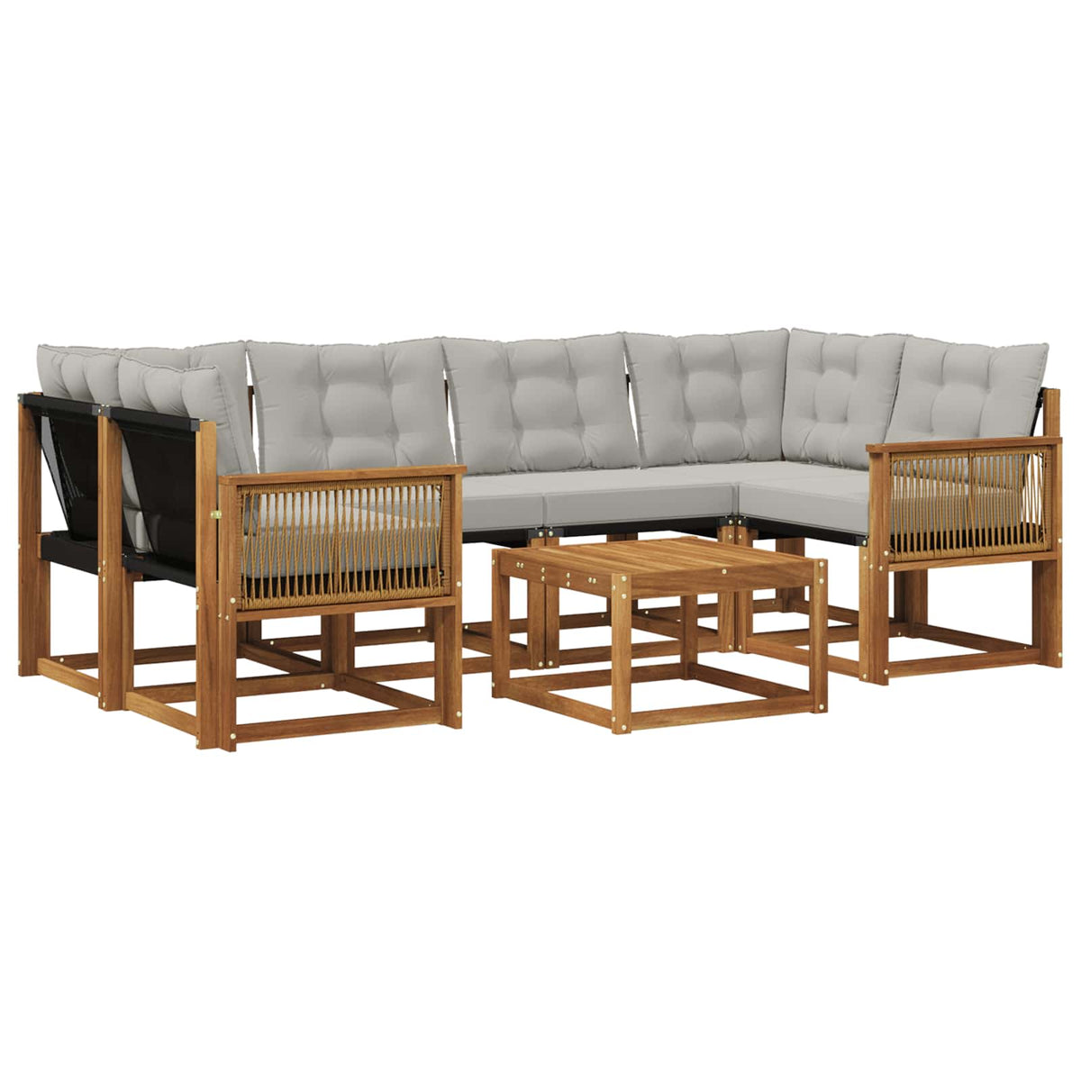 Set vanjskih sofa 7 kom. Prirodna i svjetlosiva