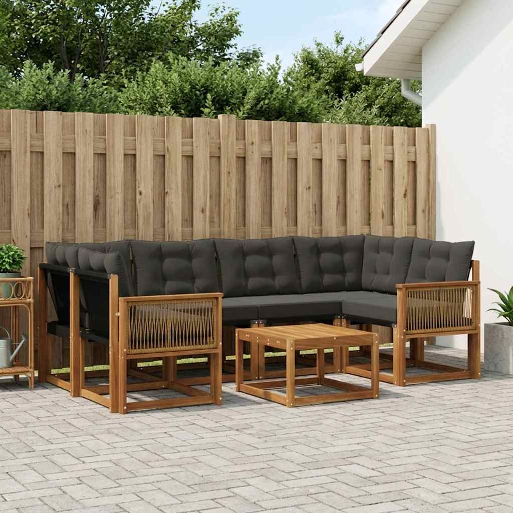 Set vanjskih sofa 7 kom. Prirodna i crna