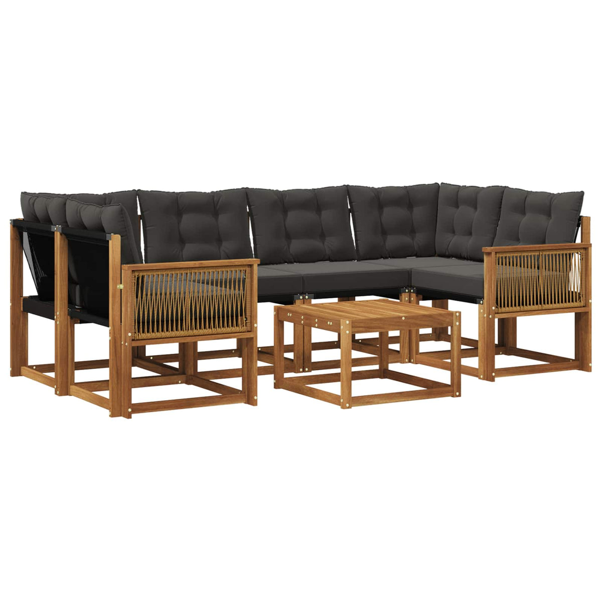 Set vanjskih sofa 7 kom. Prirodna i crna
