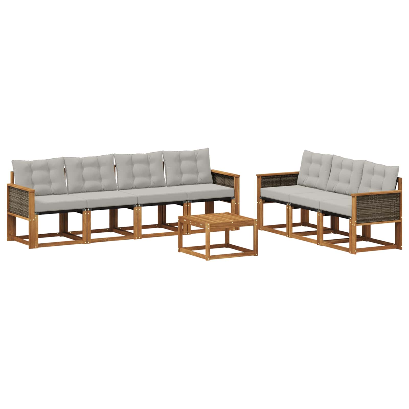 Set vanjskih sofa s jastukom 8 pcs Prirodna i svjetlosiva