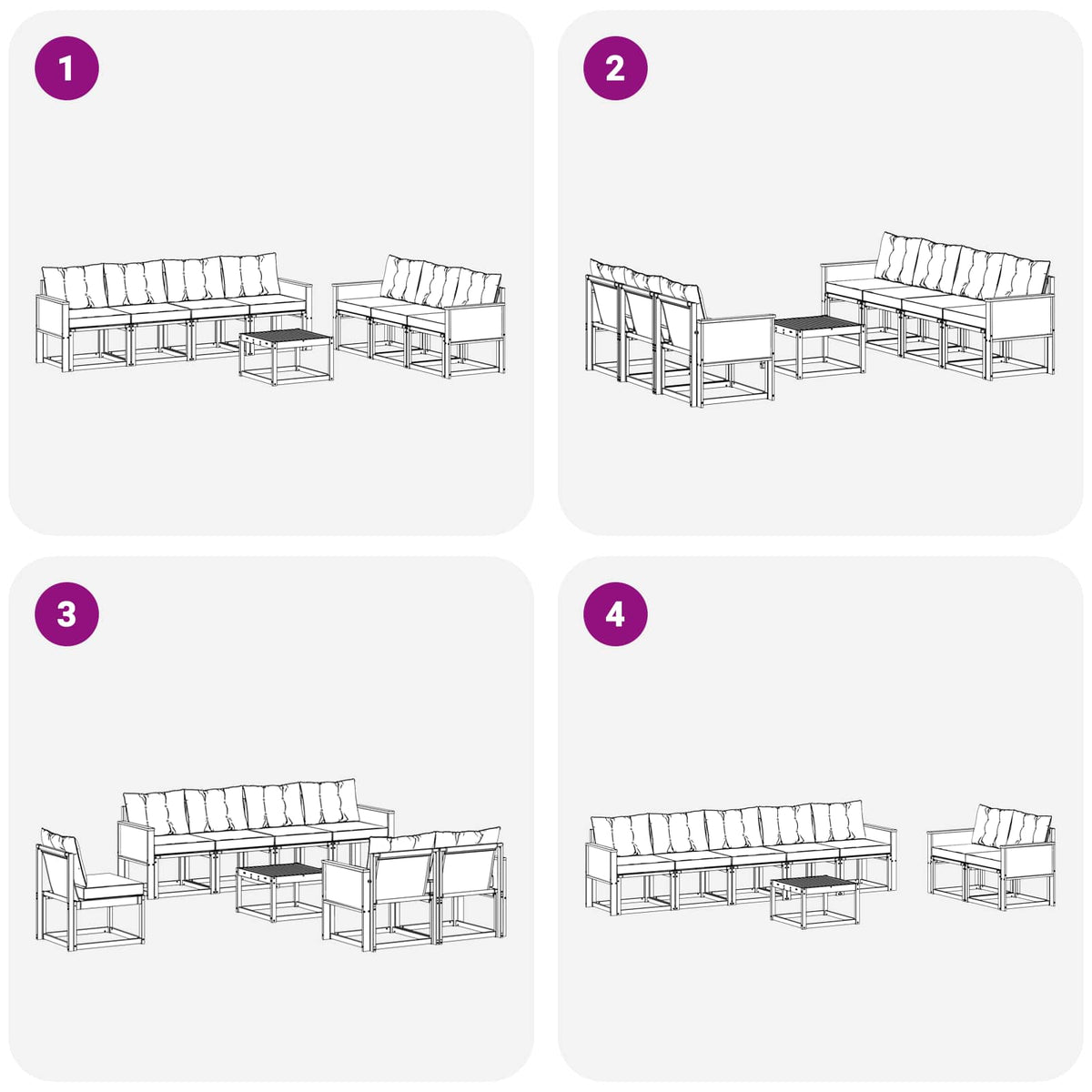 Set vanjskih sofa 8 kom. Prirodna i krem