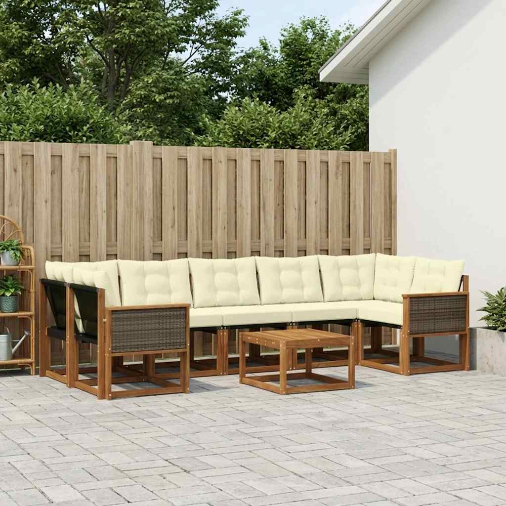 Set vanjskih sofa 8 kom. Prirodna i krem