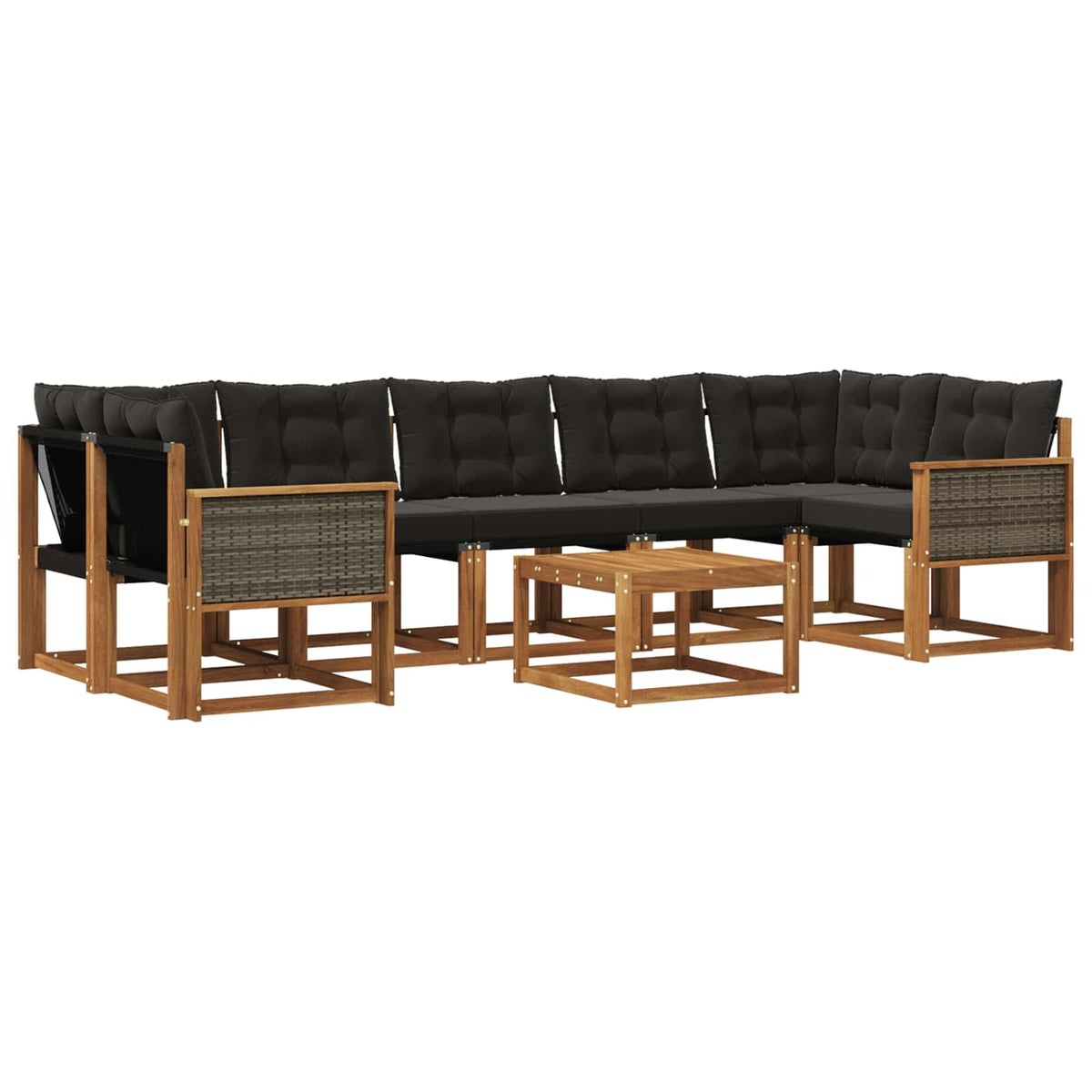 Set vanjskih sofa 8 kom. Prirodna i crna